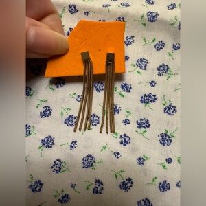 Beautiful Dangle String Gold Tone Earrings push backs